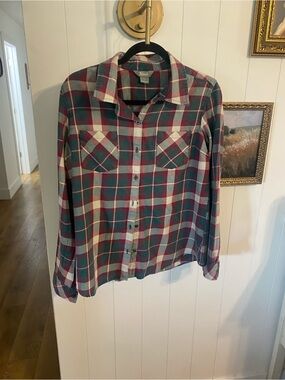 Men's Teal and Red Plaid Button-Up Shirt